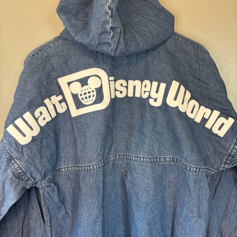 Disney Spirit Jersey Small Walt Disney World Blue Denim Pullover Hoodie - Picture 2 of 5